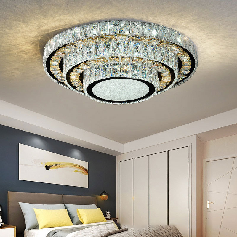 High Quality ceiling lamp chandelier LED Crystal round gold Lights Villa hotel lustre modern Ceiling lamps