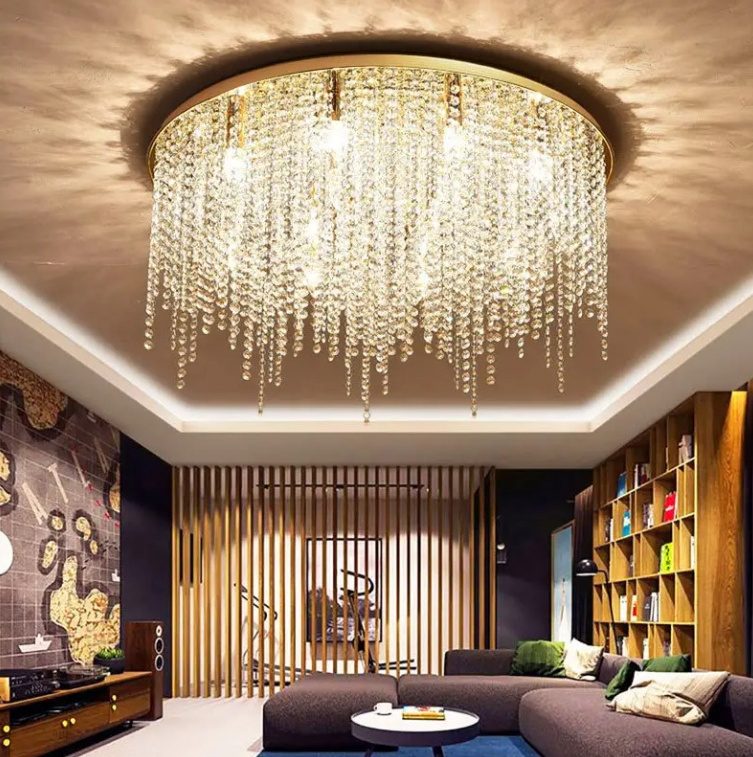 OEM ceiling gold crystal chandelier pendant lamp,luxury hanging lamp low ceilings modern brass chandelier