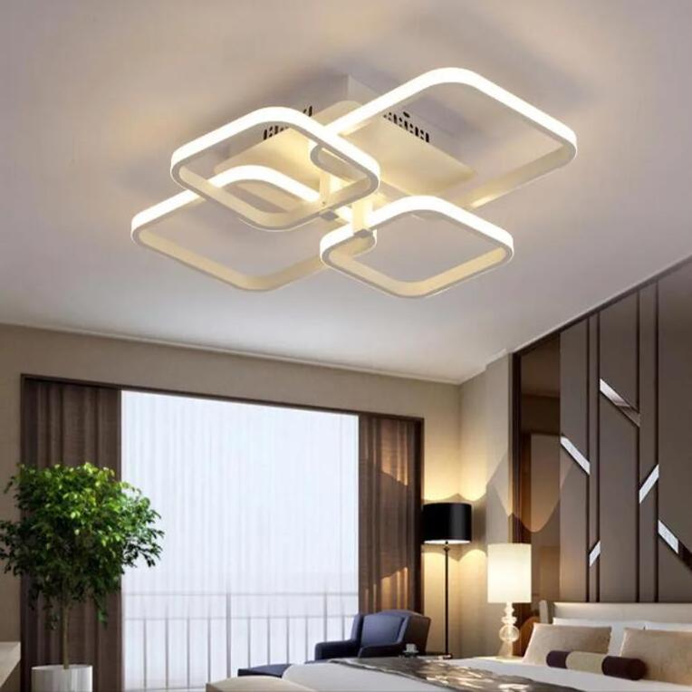 hot sale Thin Semi Flush Ceiling Lamp living room 220v luxury gold Modern Square Ring Led ceiling light