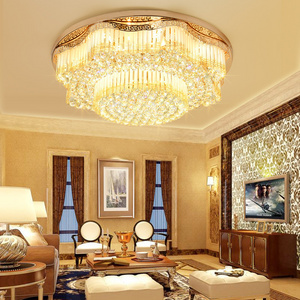 Wholesale vintage decoration light Villa hotel lustre luxury led round modern Gold crystal ceiling lamp