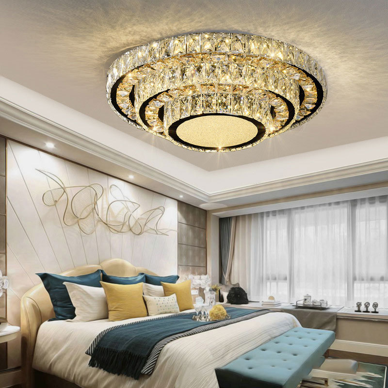 High Quality ceiling lamp chandelier LED Crystal round gold Lights Villa hotel lustre modern Ceiling lamps