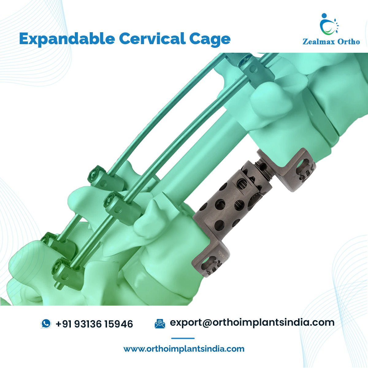 Easy to Use for Surgeons Orthopedic Implants Expandable Cervical Cage Titanium in Spine Implants at Bulk Price by Zealmax Ortho