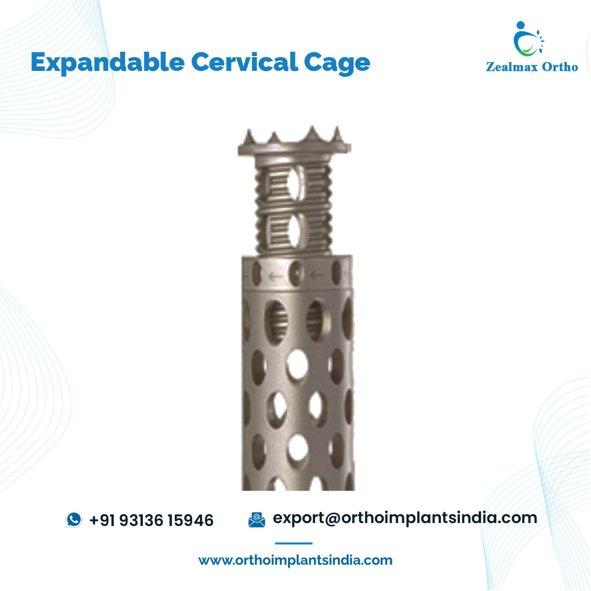 Easy to Use for Surgeons Orthopedic Implants Expandable Cervical Cage Titanium in Spine Implants at Bulk Price by Zealmax Ortho