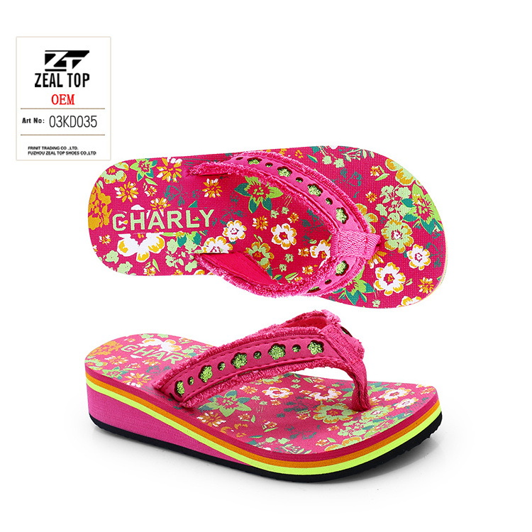 beautiful shoe kids high heels flip flops custom Canvas glitter kids house slippers kids high heel shoes for girls