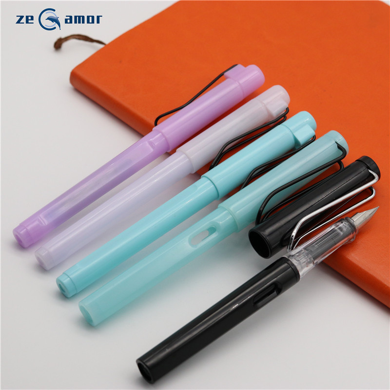 Zeamor OEM customized good ink smooth writing office school Plastic Promotional Fountain Pen with cartridge