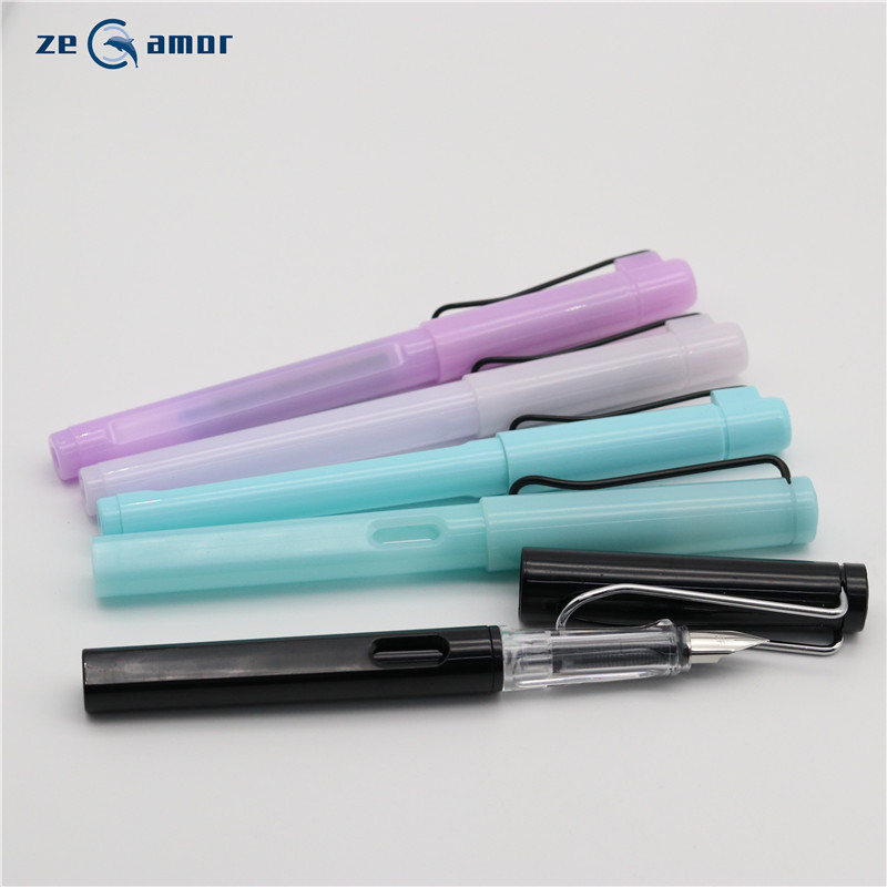 Zeamor OEM customized good ink smooth writing office school Plastic Promotional Fountain Pen with cartridge