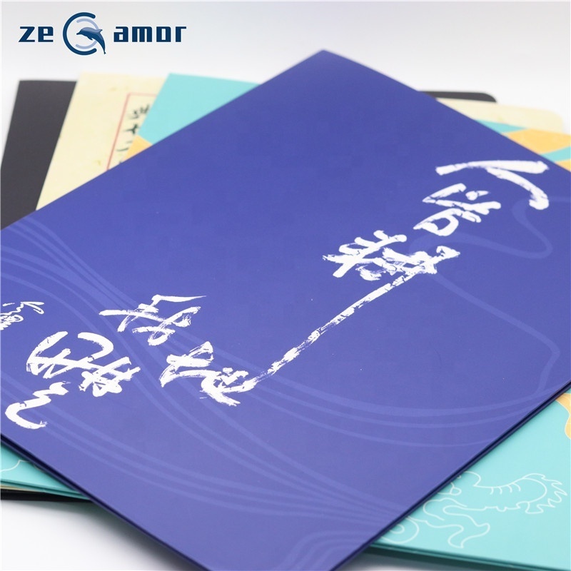 Zeamor Logo Custom Design Two Pocket A4 Handmade Paper File Presentation Folders With Business Card Cutout Holder For Office