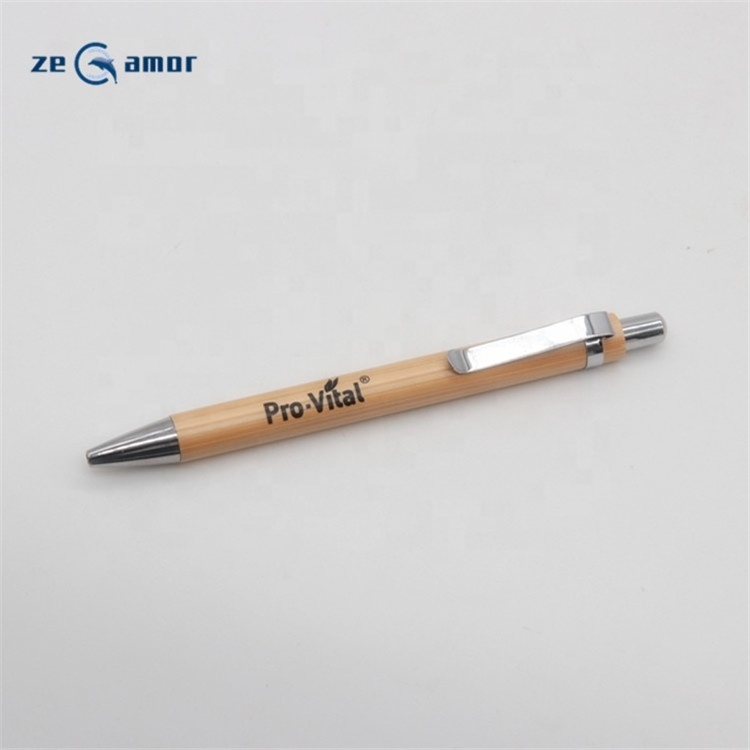 2022 Bamboo Pen Custom Logo Printed Paper Pouch Jumbo Parker Refill Wood Laser Engrave ECO Ball Pens With Metal Clip Free Sample