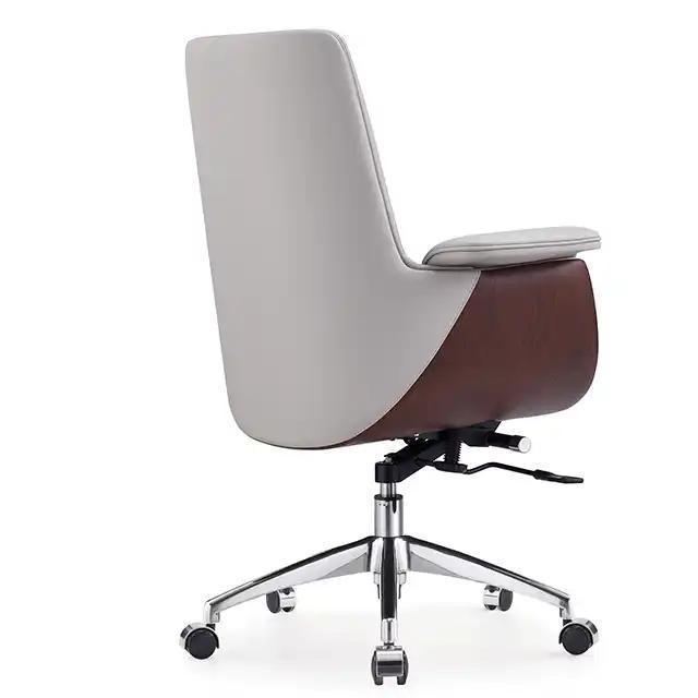 China Wholesale Lifting Swivel White Luxury Real Genuine Leather Wooden Boss Office Chair