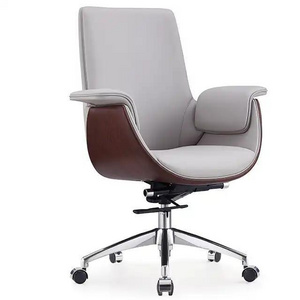 China Wholesale Lifting Swivel White Luxury Real Genuine Leather Wooden Boss Office Chair