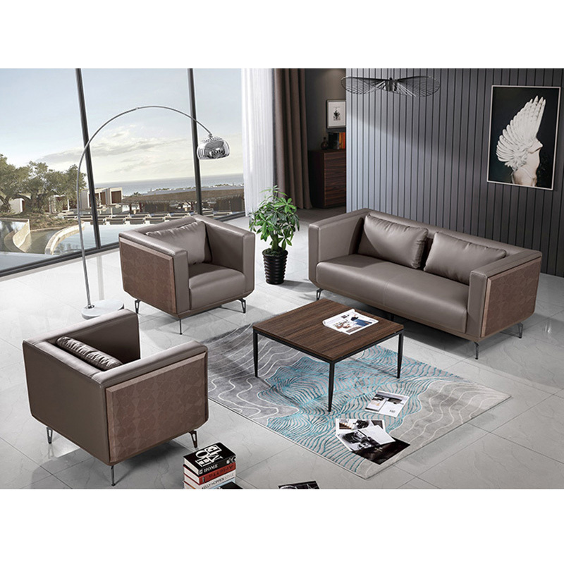 Hot Sale Top Leather Grey Executive Sofa Sets Commercial Sectional Office Sofa(ZB-F735)