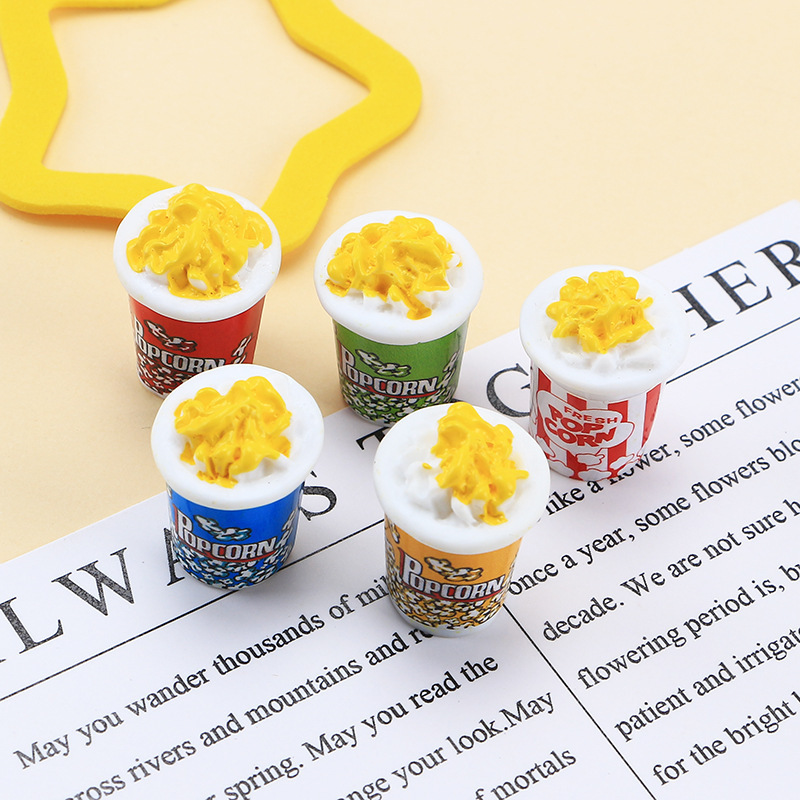 creative food play family bucket popcorn resin charms cabochons diy cream glue phone case hairpin jewelry accessories