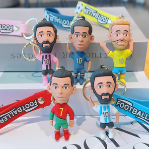 New Football Star Keychain 3d Pvc Superstar Messi Ronaldo Doll Pendant Keychain Messi key chain wholesale