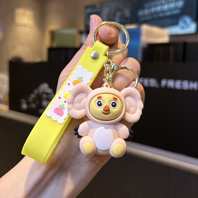 Cartoon Big Ear Monkey Keychain Russian Cheburashka Monkey Baby Doll Hanging Ornament Monkey Doll Backpack Car Pendant