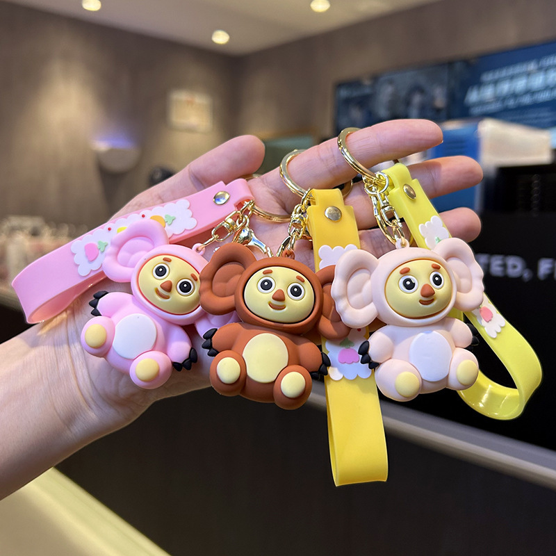 Cartoon Big Ear Monkey Keychain Russian Cheburashka Monkey Baby Doll Hanging Ornament Monkey Doll Backpack Car Pendant