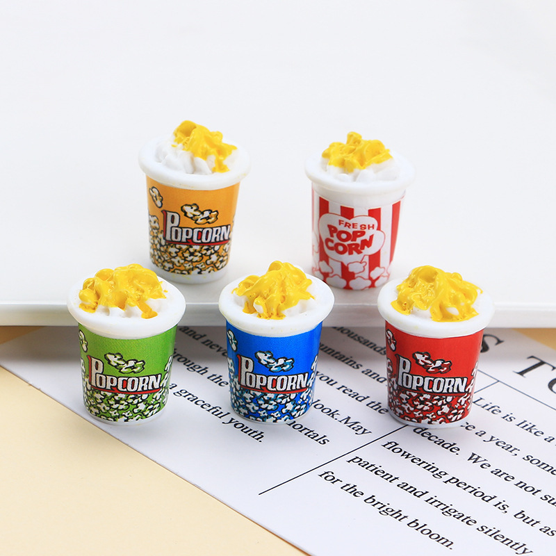 creative food play family bucket popcorn resin charms cabochons diy cream glue phone case hairpin jewelry accessories