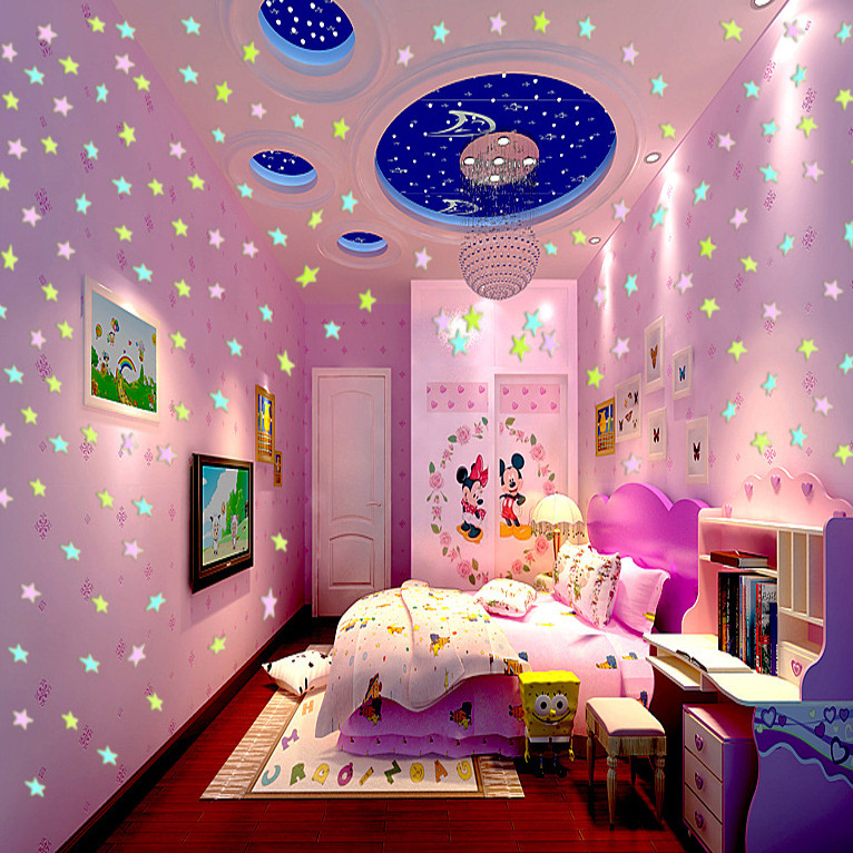 Manufacturers Supply 100PCS/Bag Long Brightness Luminous Patch Stars Glowing Star Wall Stickers Ceiling Wall Decals