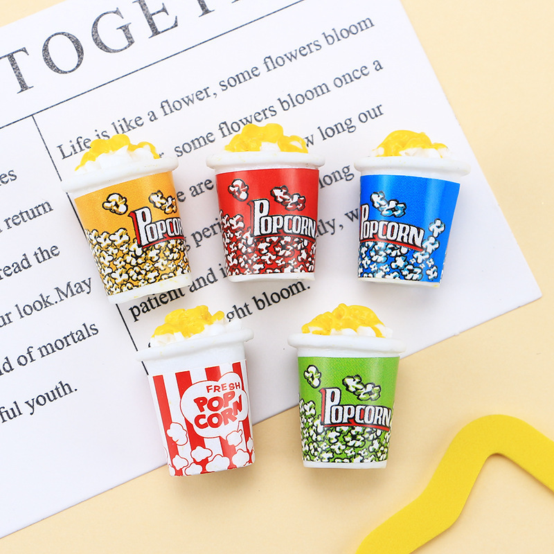 creative food play family bucket popcorn resin charms cabochons diy cream glue phone case hairpin jewelry accessories