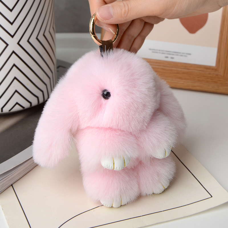 15CM Stuffed Animal Bunny Keychain Rabbit Fur Plush Toy Fluffy Soft Fuzzy Accessories Furry Ball Pom Pom Key Chains bag purse ch