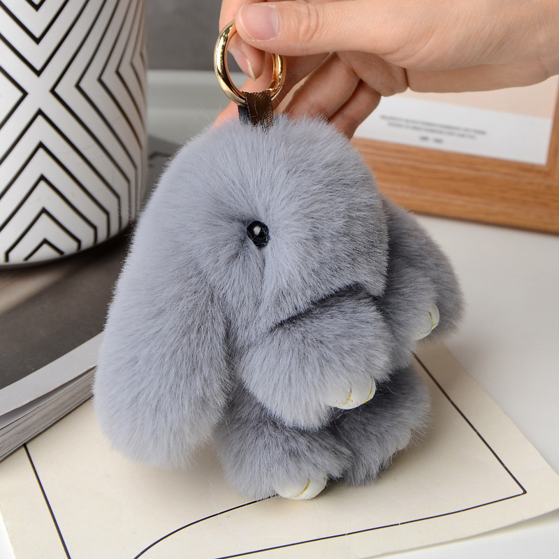 15CM Stuffed Animal Bunny Keychain Rabbit Fur Plush Toy Fluffy Soft Fuzzy Accessories Furry Ball Pom Pom Key Chains bag purse ch