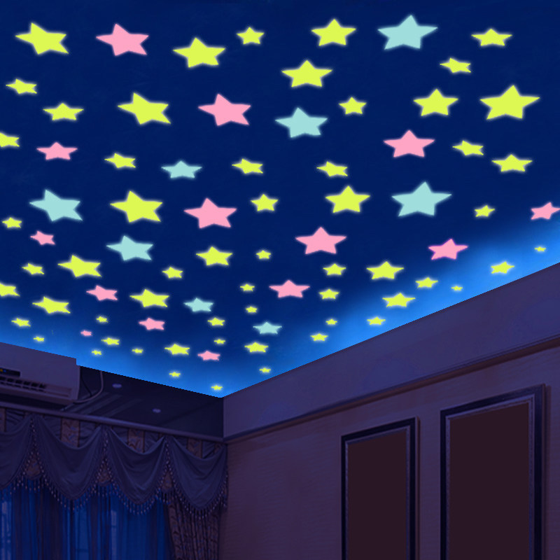 Manufacturers Supply 100PCS/Bag Long Brightness Luminous Patch Stars Glowing Star Wall Stickers Ceiling Wall Decals