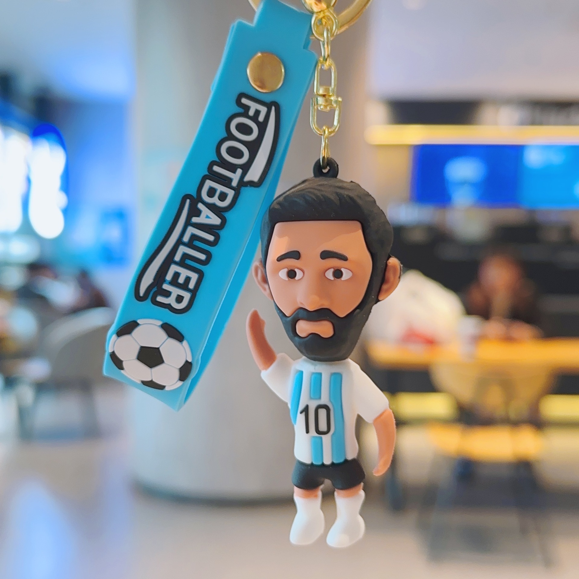 New Football Star Keychain 3d Pvc Superstar Messi Ronaldo Doll Pendant Keychain Messi key chain wholesale