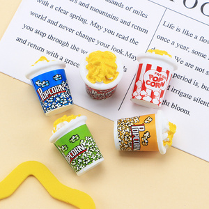 creative food play family bucket popcorn resin charms cabochons diy cream glue phone case hairpin jewelry accessories