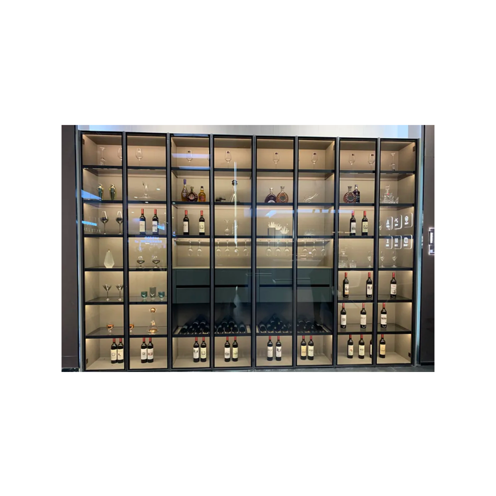 Restaurant Home Bar Furniture Glass Door Led Wine Cabinet Popular Modern Wine Display Cabinet Showcase