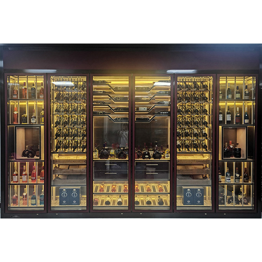 Restaurant Home Bar Furniture Glass Door Led Wine Cabinet Popular Modern Wine Display Cabinet Showcase