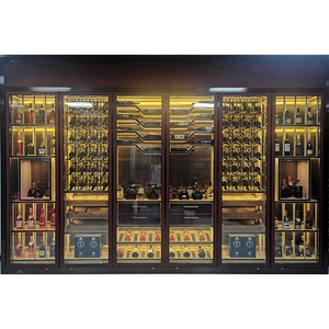 Restaurant Home Bar Furniture Glass Door Led Wine Cabinet Popular Modern Wine Display Cabinet Showcase