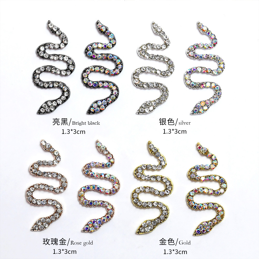 2022 Metal Snake Nail Charm Nail Diamond Rhinestones Nail Art Decoration Crystals Stone