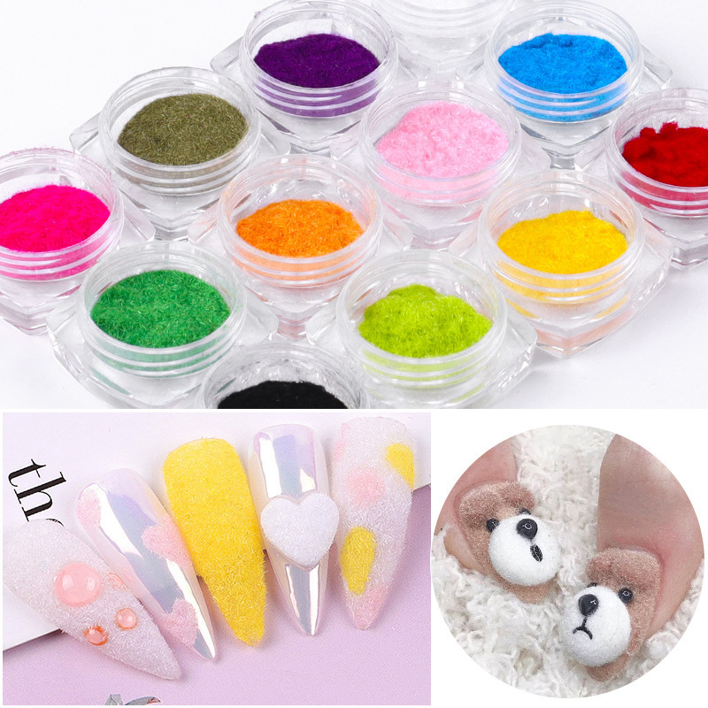 12 Color Winter Flocking Glitter Christmas Nail Glitter Powder Nail Nail Dipping Powder With Uv Gel