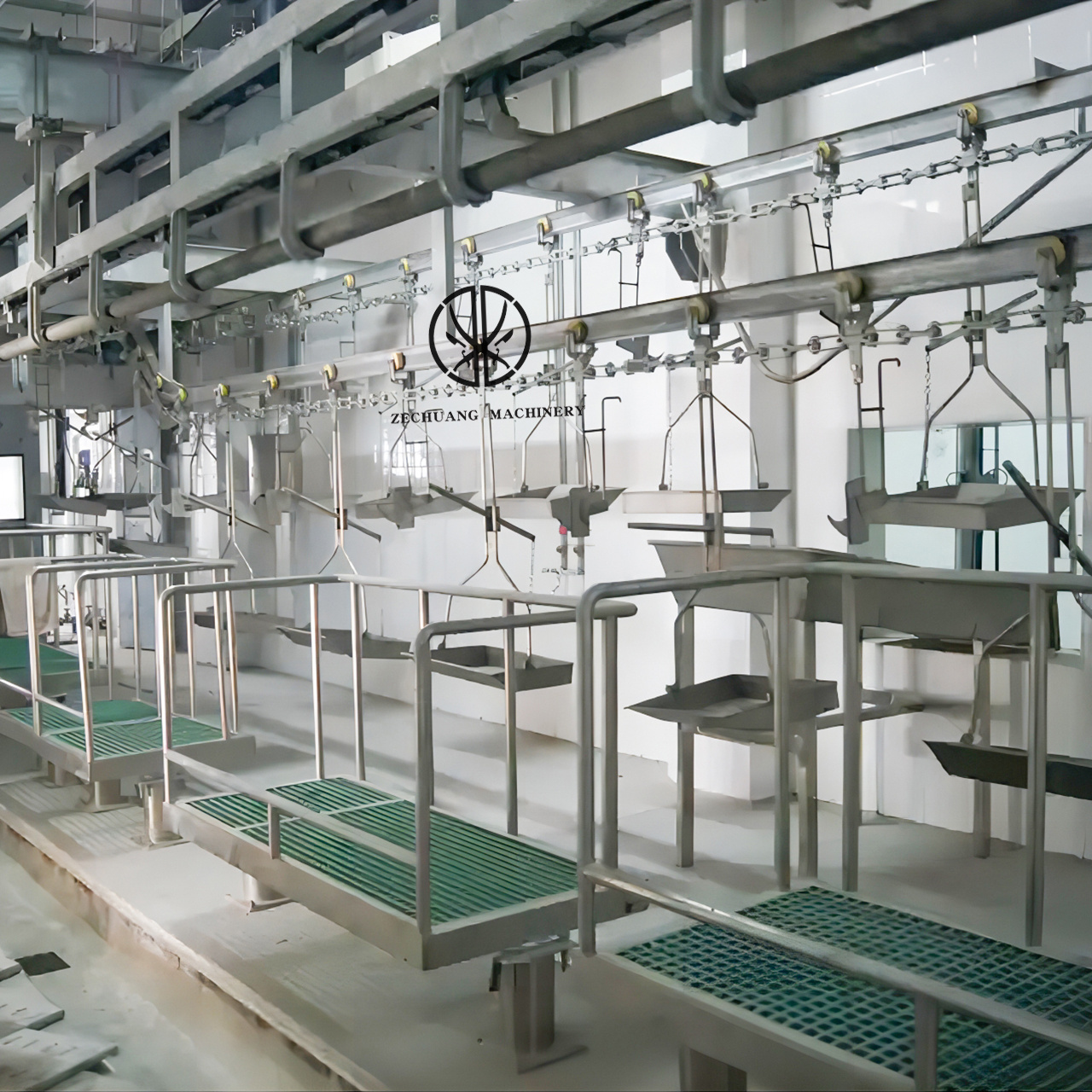 High Efficient Sheep Abattoir Equipment Viscus Synchronous Checking Overhead Conveyor For Goat Slaughtering Machine