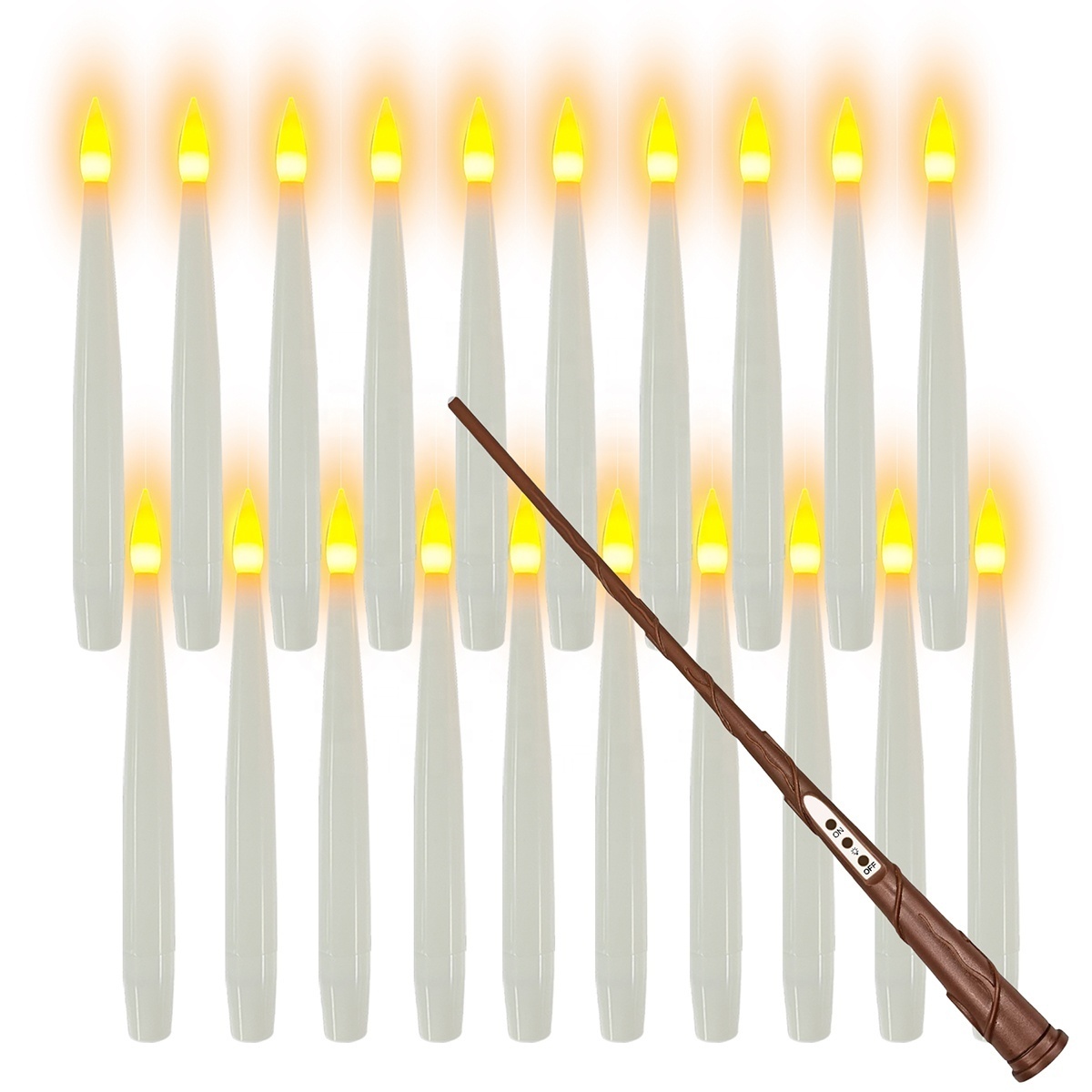 20pcs Magic Wand Remote Timer Flameless Taper Floating Candles