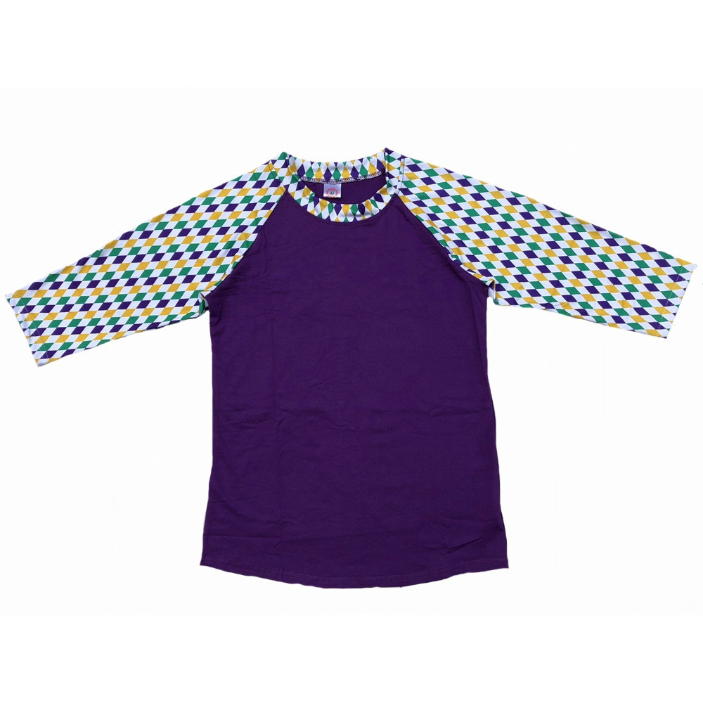 Wholesale spring baby cotton ruffle shirts kids mardi gras chic tops baby monogram blank raglan shirts