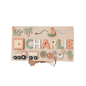 Customized super cute wooden baby name montessori  puzzle board toys