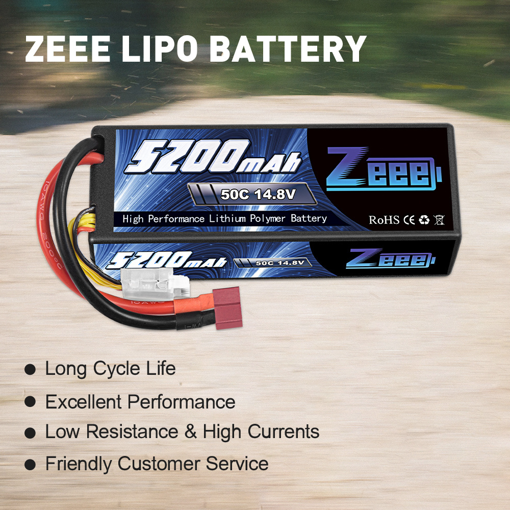 ZEEE 4S  Lipo Battery 14.8V 5200mAh 50C Hard case with Deans Plug for RC Buggy Truggy Crawler Monster Car Boat Truck  Model