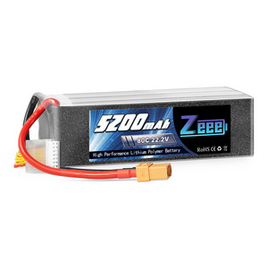 Zeee 6S  RC Lipo Battery 22.2V 5200mAh 80C  With XT9 Connector Soft Case for RC Buggy Truggy Crawler Monster Car Boat Truck