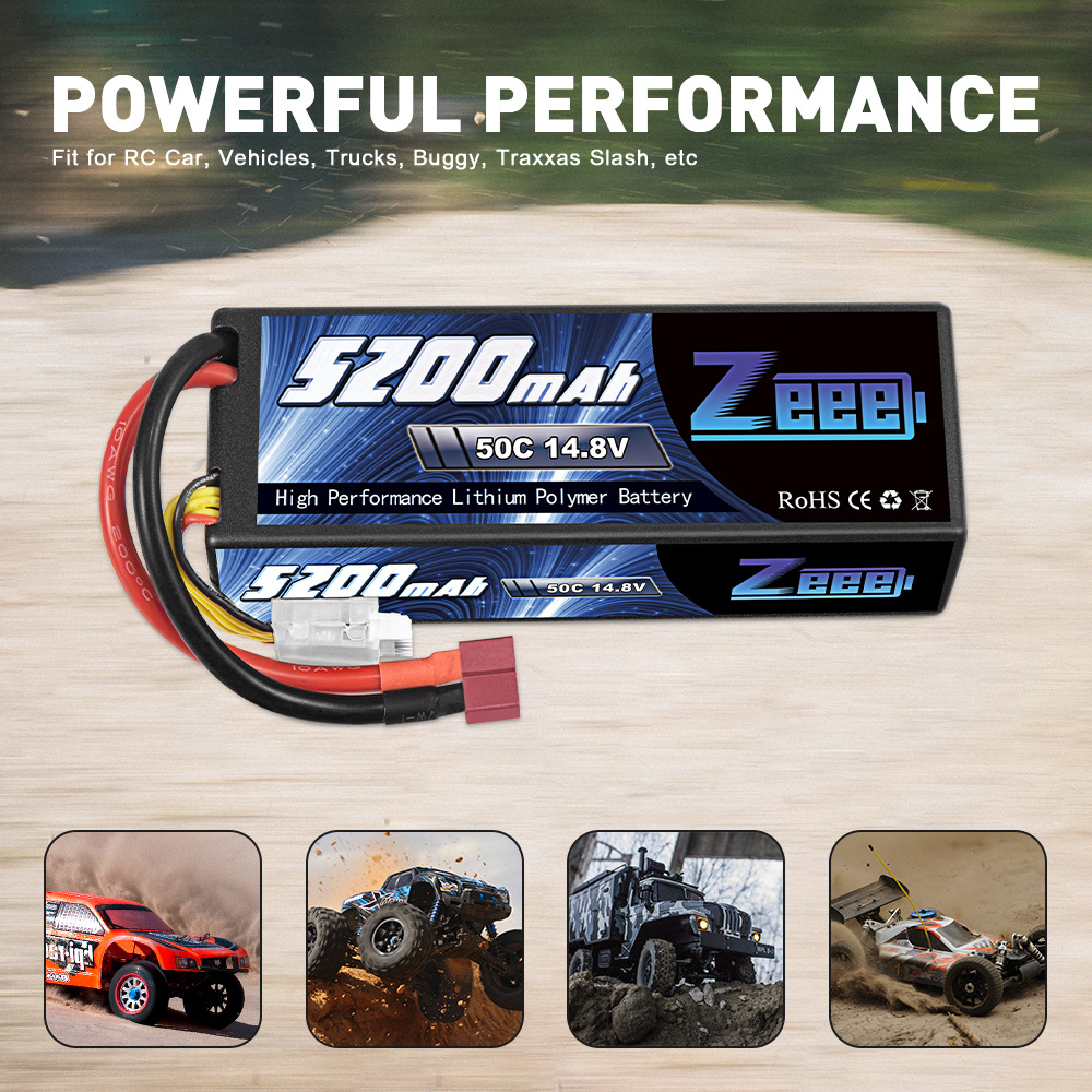 ZEEE 4S  Lipo Battery 14.8V 5200mAh 50C Hard case with Deans Plug for RC Buggy Truggy Crawler Monster Car Boat Truck  Model