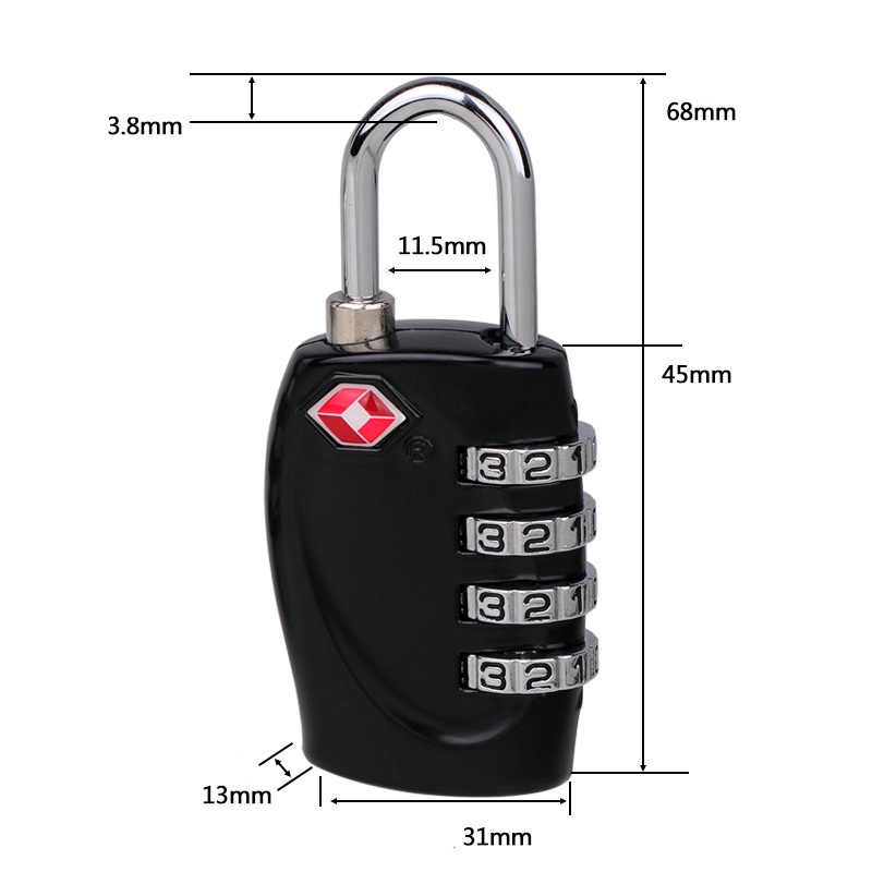 High Quality Alloy Steel TSA Security padlock Luggage safe Lock for Hard Pistols and Tactical Travel Password Lock 4 Digit