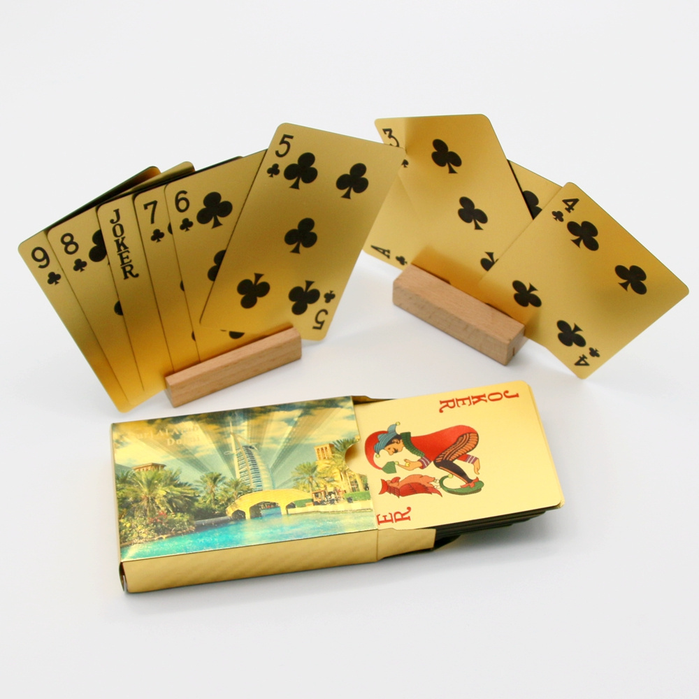 High quality factory custom waterproof golden playing cards leisure entertainment poker cards