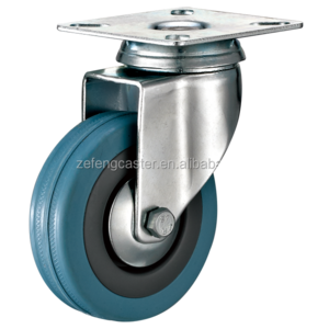 50mm light duty swivel grey rubber caster wheels with brake