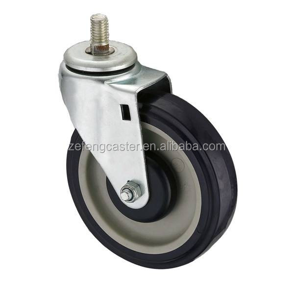 5 inch Threaded stem Swivel PU Shopping Cart Caster Wheel