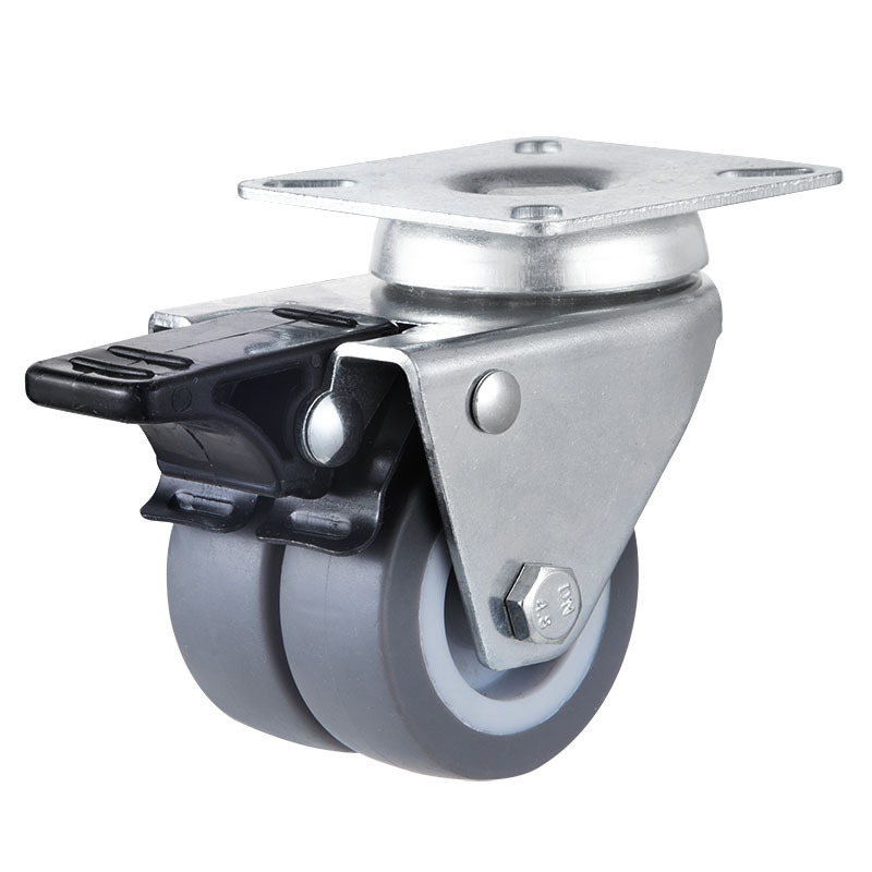 50mm Top plate dual TPR swivel furniture caster wheels