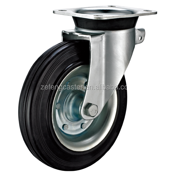 8inch Heavy duty Top Plate Swivel Rubber Caster Wheels