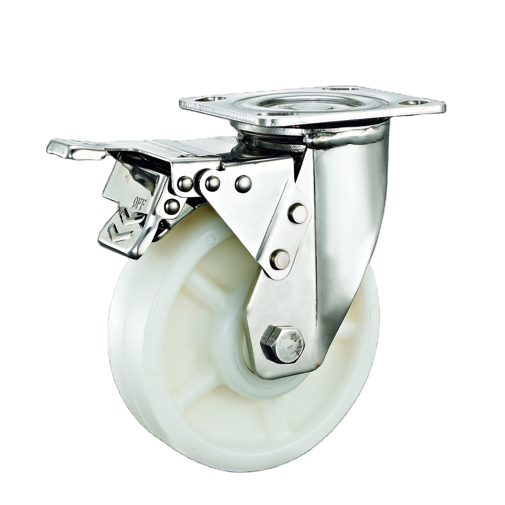 8 inch Heavy Duty Stainless Steel Nylon Swivel Caster Wheels