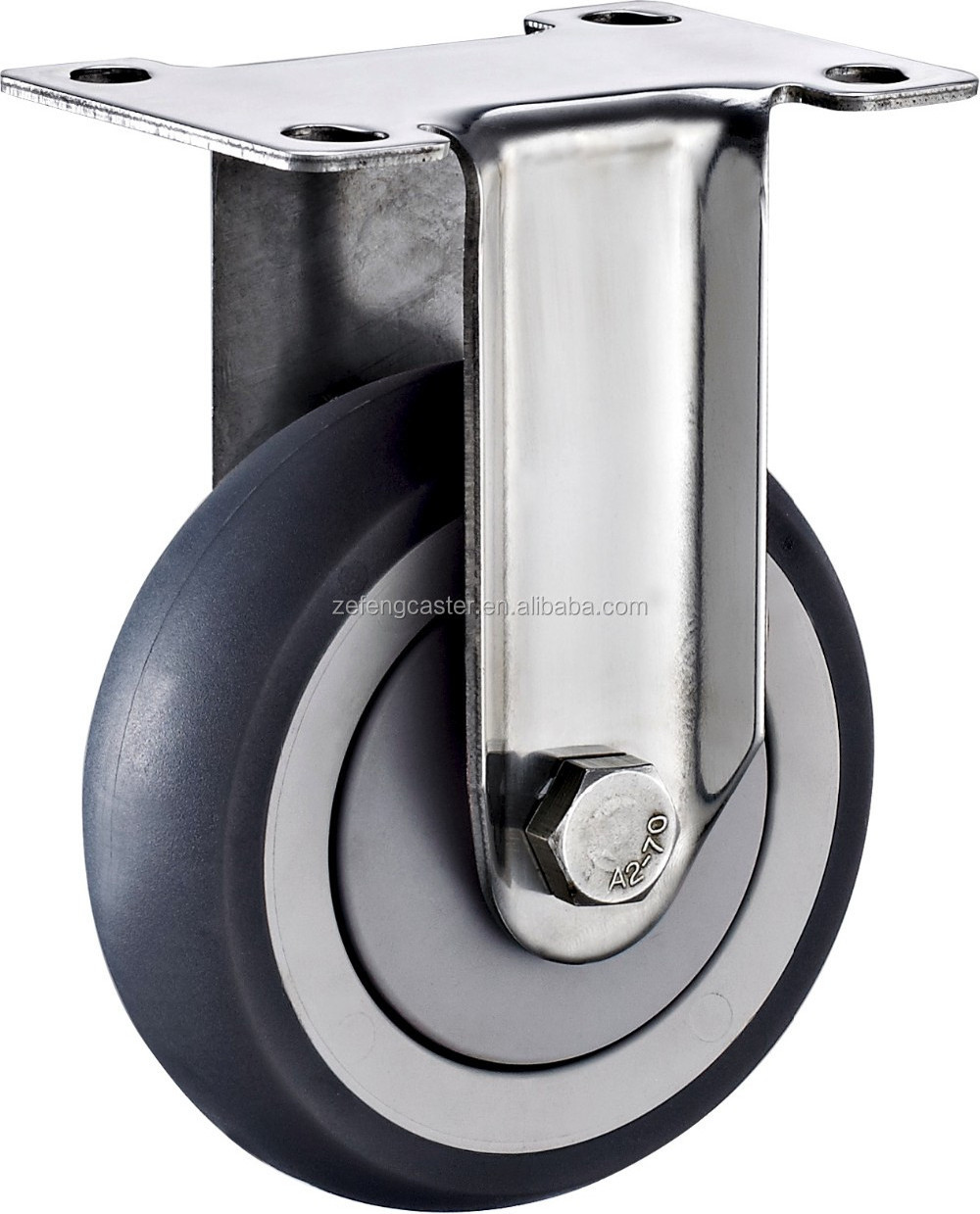 125mm Stainless Steel Industrial swivel wheel with Locking Gray Rubber  Caster