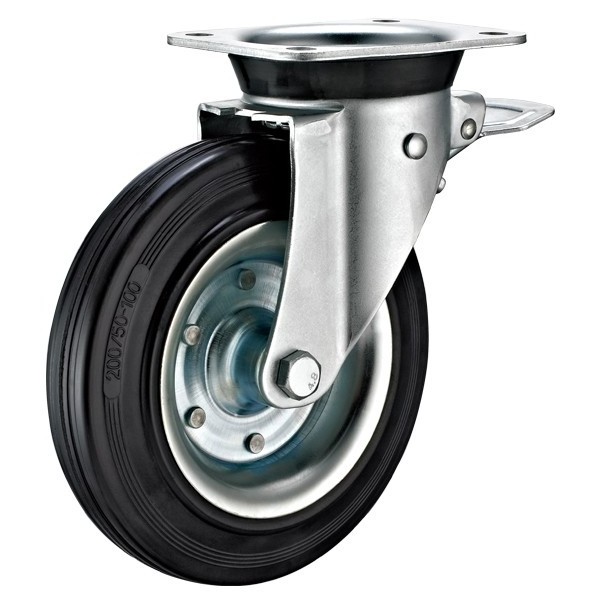 8inch Heavy duty Top Plate Swivel Rubber Caster Wheels