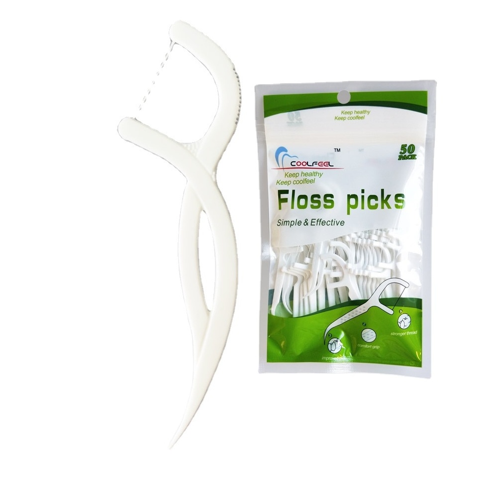 Biodegradable Mint Dental Floss Picks Eco-Friendly Charcoal Infused Strong Minty Fresh Teeth Flossers Shred-Resistant 50 Count