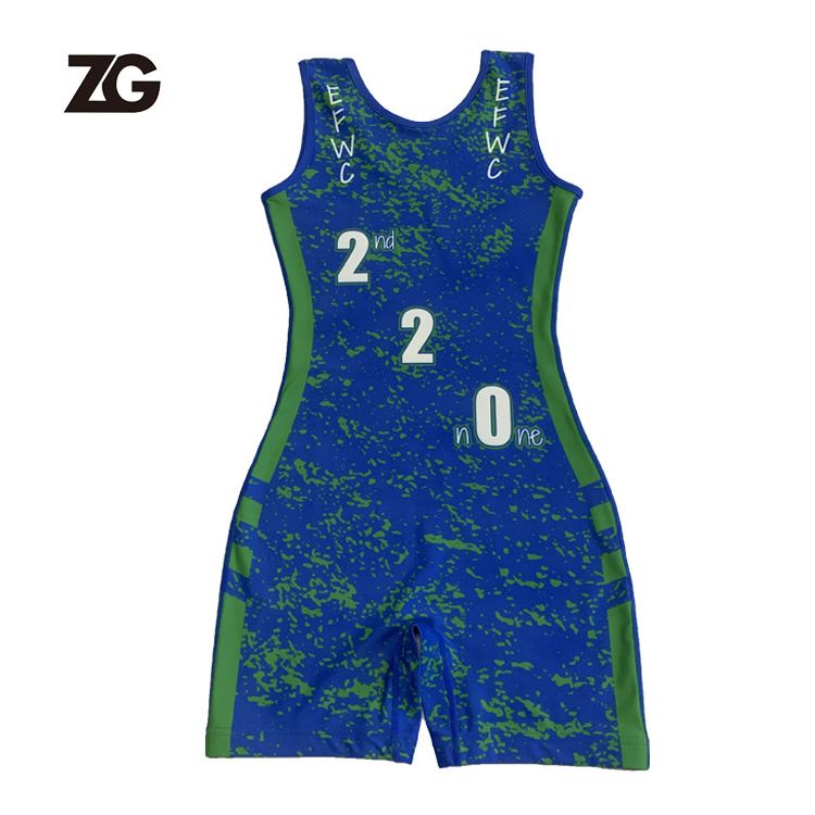 Top Quality Sublimation 100% Polyester Customized Logo Wrestling Singlet Suits